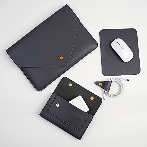 Benfan PU Leather Laptop Sleeve Compatible with New 14 inch MacBook Pro A2992 A2918 A2442,Old MacBook Pro Air 13, Surface Laptop 13.5, Thinkpad X1 Carbon 14 Set of 4PCS Color Dark Grey - Image 4