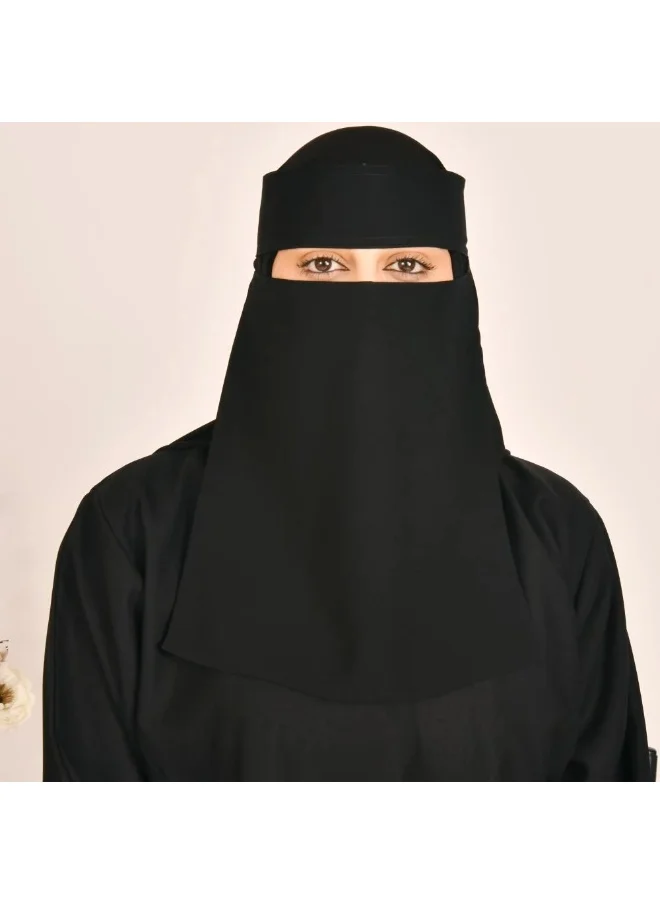 lamha abaya Long niqab with slanted elastic and tie closure
