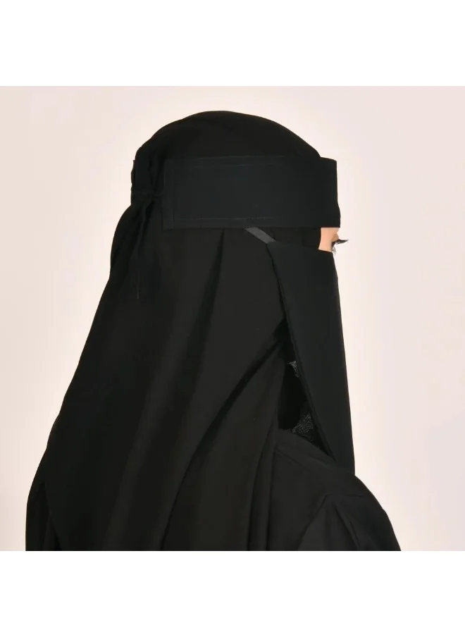 lamha abaya Long niqab with slanted elastic and tie closure
