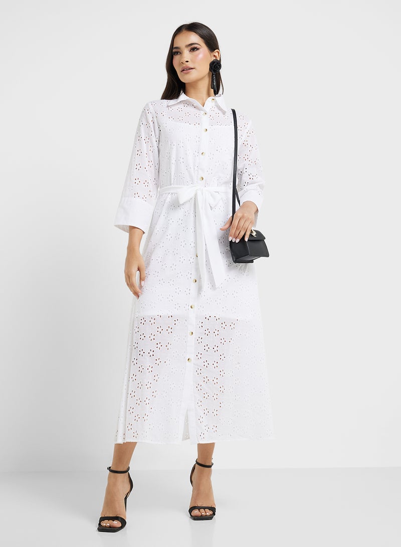 ELLA Eyelet Shirt Dress - Image 1
