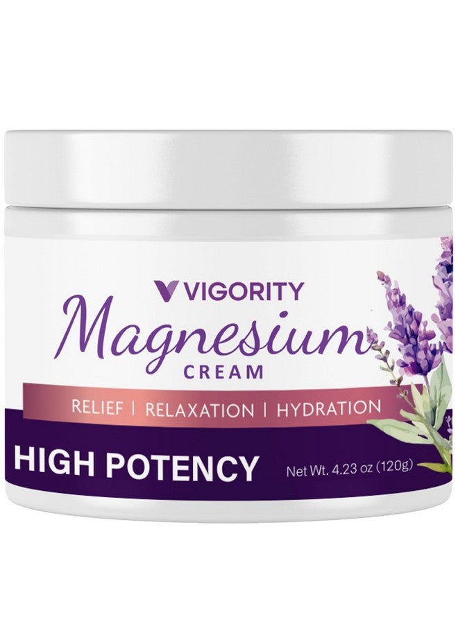 Vigority Magnesium Cream for Sleep: Magnesium Lotion for Leg Cramps - Soothing Magnesium with Lavender, Vitamin E and Shea Butter - Safe for Kids & Pregnant Individuals - 4.23 oz - Image 1