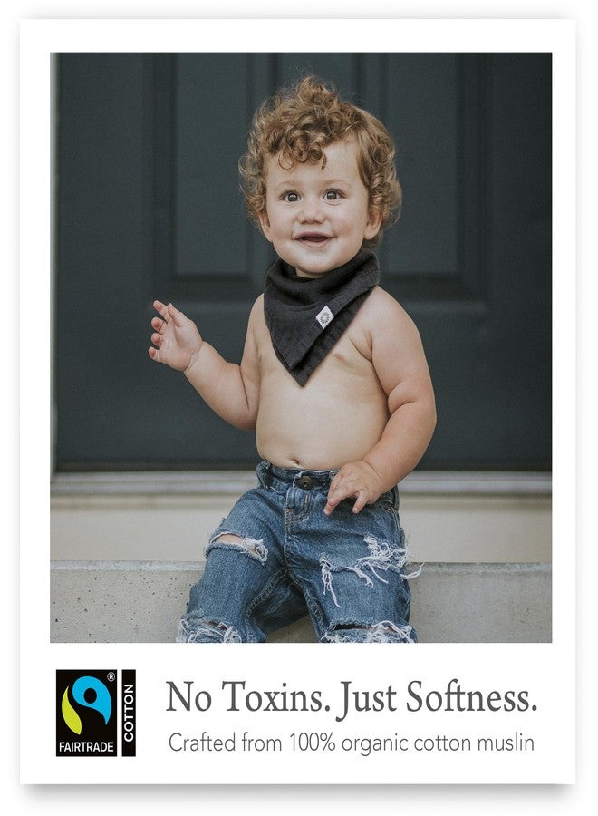 Kishu Baby Indi Organic Cotton Bibs - 4-Way Reversible Muslin Bandana Bib Set for Boys & Girls, Fairtrade, 5-Pack (Terra) - Image 3