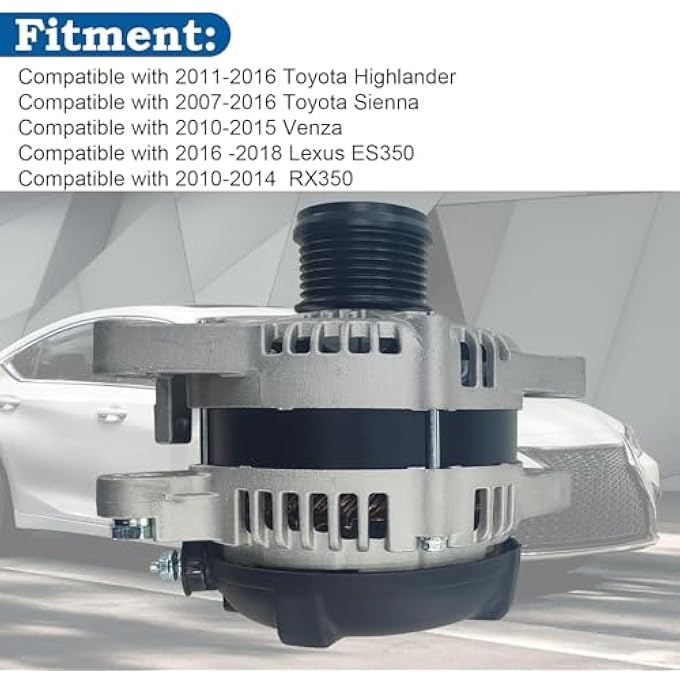 sen SHOW 11326N Alternator 150A Compatible with Toyota Sienna 2007-2016, Highlander 2011-2016, Venza 2010-2015,Lexus ES350 2016-2018 Replacement 104210-5510, 104210-5511 - Image 3