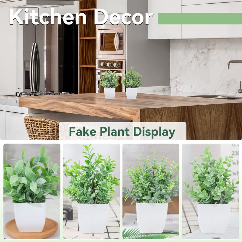 Der Rose 4 Pack Fake Plants Mini Artificial Greenery Potted Plants for Home Decor Indoor Office Table Room Farmhouse Bathroom Decor - Image 3