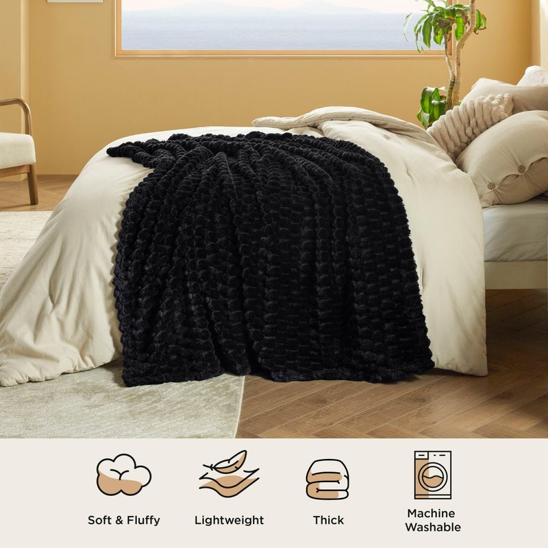 Bedsure 350GSM Super Soft Cozy Fleece King Size  Blanket (275 cm x 230 cm) for Bed or Couch, Black - Image 5