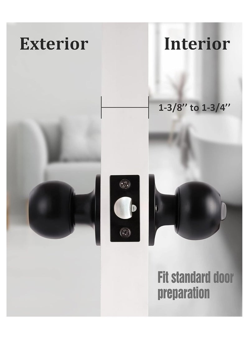 Matte Black Door Knobs with Lock and keys, Interior/Exterior Door Knob for Bedroom or Bathroom, Entry Door Lock - Image 5