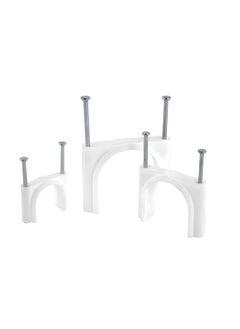 NEW WARE NEW WARE 25 mm Wire Fastener Cable Clips with SS Nails for Cable Management Cord Organizer Round Wire Clamps for Hanging Cables Fitting on Wall 100 pcs  - Image 1
