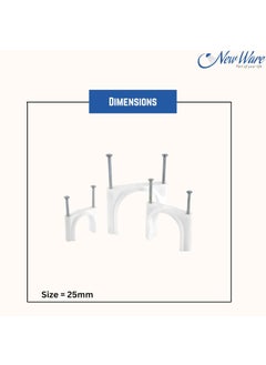 NEW WARE NEW WARE 25 mm Wire Fastener Cable Clips with SS Nails for Cable Management Cord Organizer Round Wire Clamps for Hanging Cables Fitting on Wall 100 pcs  - Image 5