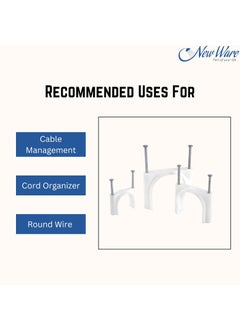 NEW WARE NEW WARE 25 mm Wire Fastener Cable Clips with SS Nails for Cable Management Cord Organizer Round Wire Clamps for Hanging Cables Fitting on Wall 100 pcs  - Image 2