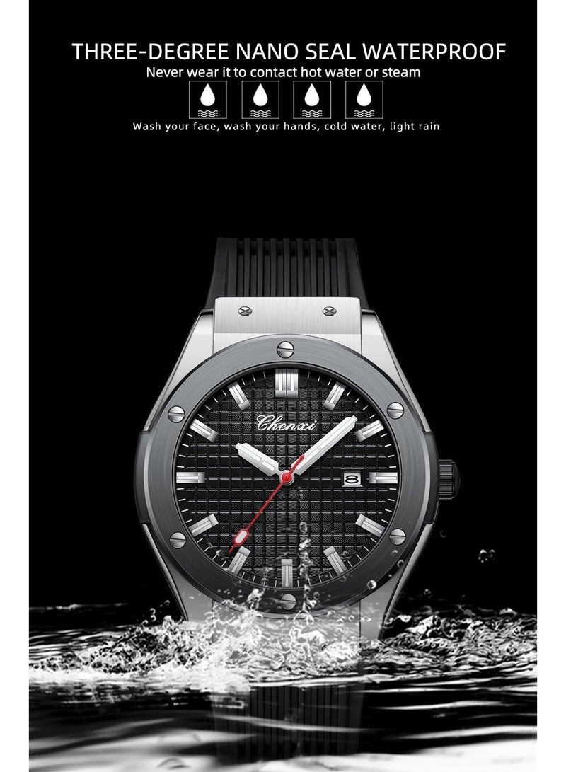 Chenxi Men’s Quartz Wrist Watch with Luxury Modern Design, Water Resistant, Scratch-Resistant Glass, Silicone Strap with Elegant Box - Image 5