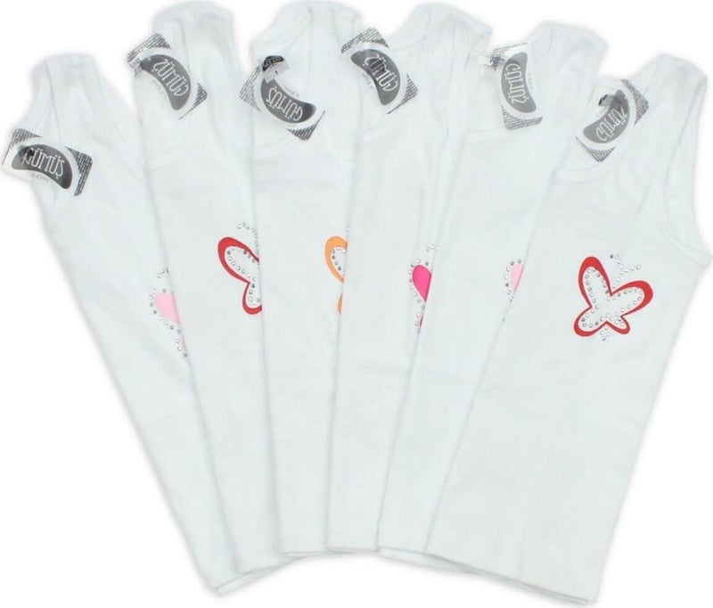 Gümüş Silver 3056 6-Pack Wide Strap Stoned Girls Undershirt  - Image 1