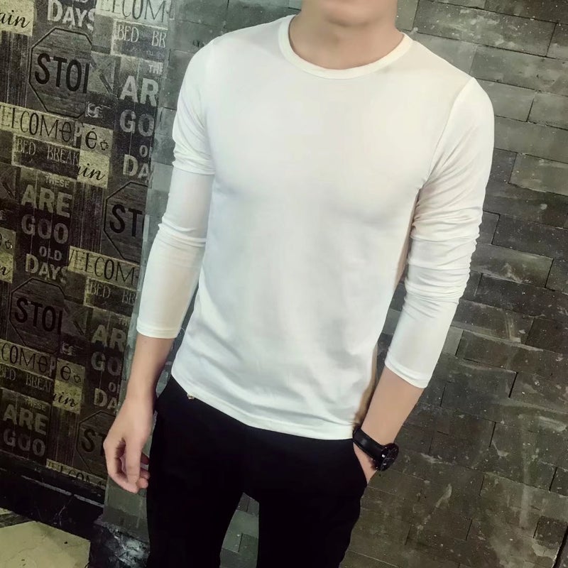 Mens Hoodie Chic Harajuku Autumn Winter Fleece Korean Trendy Loose Coat Round neck long sleeve white 