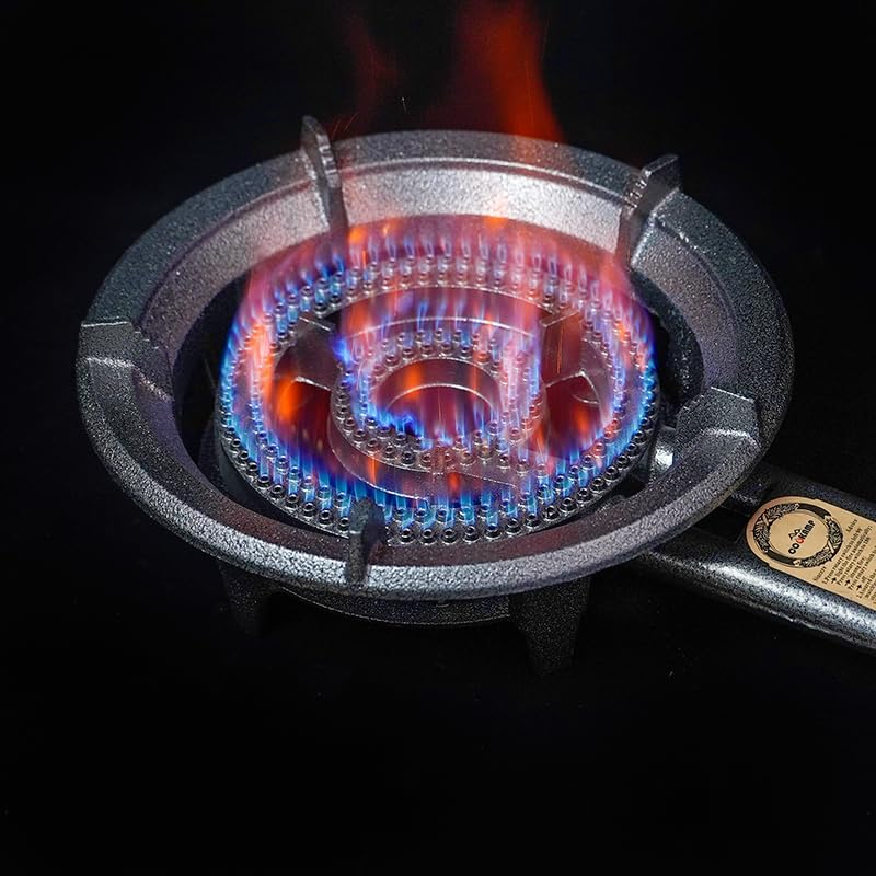 COOKAMP Propane Wok Burner, Cast Iron Single Burner Camping Stove With Regulator And Hose,High Pressure Portable Gas Stove For Camping Outdoor Cooking SH90 (SH90) - Image 3