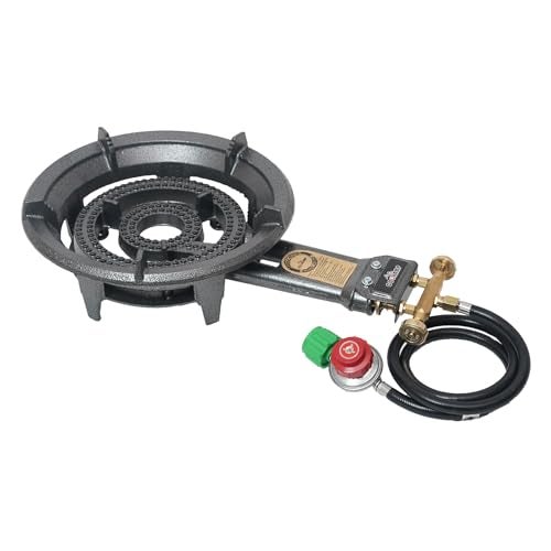 COOKAMP Propane Wok Burner, Cast Iron Single Burner Camping Stove With Regulator And Hose,High Pressure Portable Gas Stove For Camping Outdoor Cooking SH90 (SH90) - Image 2