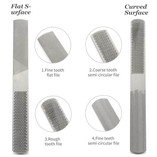 Jubobu Wood Rasp,4 Way Hand File and Round Rasp,Half Round Flat & Needle Files Wood Rasp,Durable Carbon Steel Files,Perfect for Sharping Wood and Soft Metal Tools(Pack of 1) - Image 3