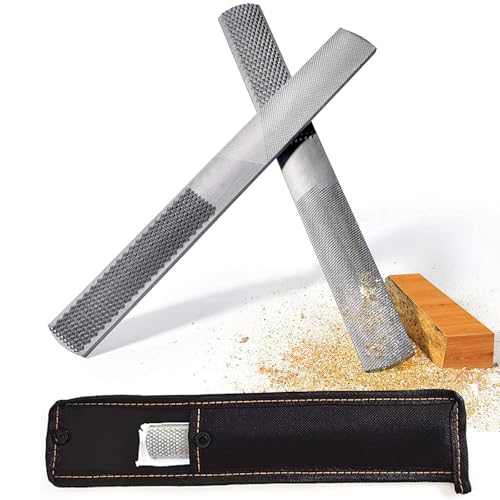 Jubobu Wood Rasp,4 Way Hand File and Round Rasp,Half Round Flat & Needle Files Wood Rasp,Durable Carbon Steel Files,Perfect for Sharping Wood and Soft Metal Tools(Pack of 1) - Image 1