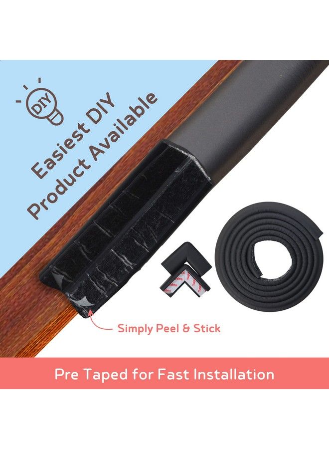 BABYSAFEHOUSE Pre Taped Furniture Edge Guard And Corner Protector 6.5Ft Edge + 4 Corner Guards (Black Color) For Baby Proofing & Child Safety - Image 3