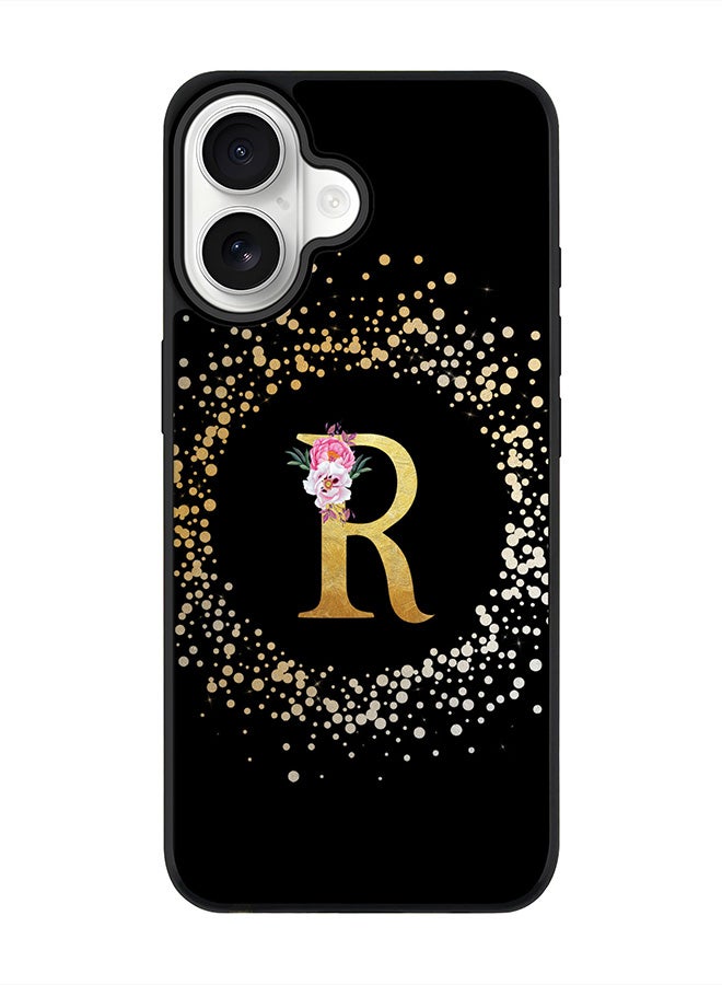 Stylizedd iPhone 17 Case, [Compatible with MagSafe] Slim Magnetic cover Phone Case iPhone 17 -Custom Monogram Floral - R ( Black ) - Image 1