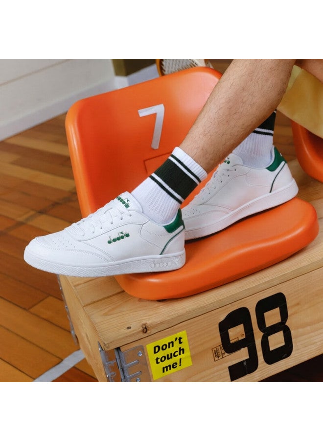 DIADORA أحذية رياضية مريحة للرجال من ديادورا فيينتو داخلية بتصميم كلاسيكي أبيض/أخضر مقاس 39 - Image 3