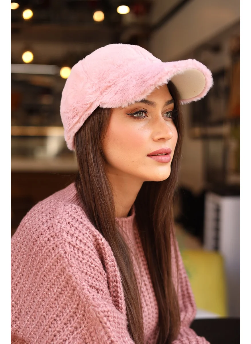 Remsa Mayo Women Plush Cap Hat Rkş-06 Powder