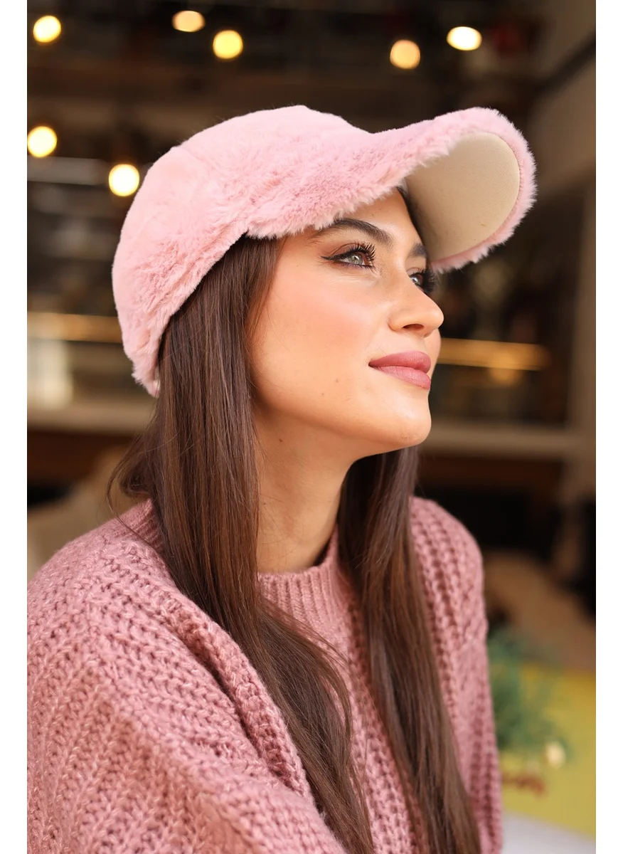 Remsa Mayo Women Plush Cap Hat Rkş-06 Powder