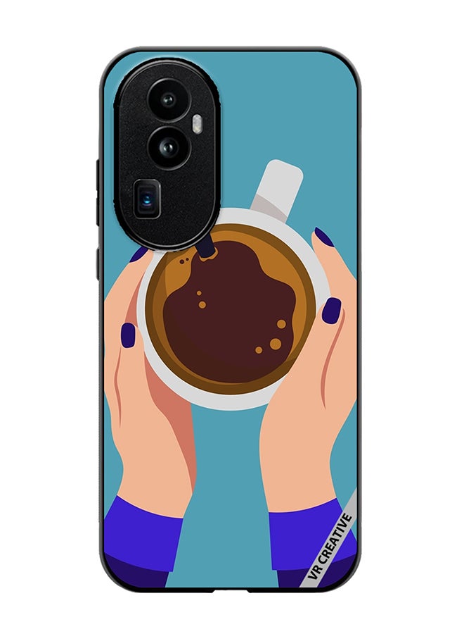 VR CREATIVE Protective Case Cover For Oppo Reno 10 Pro Plus Female Hands Holding Cup Of Coffee Design Multicolour - Image 1