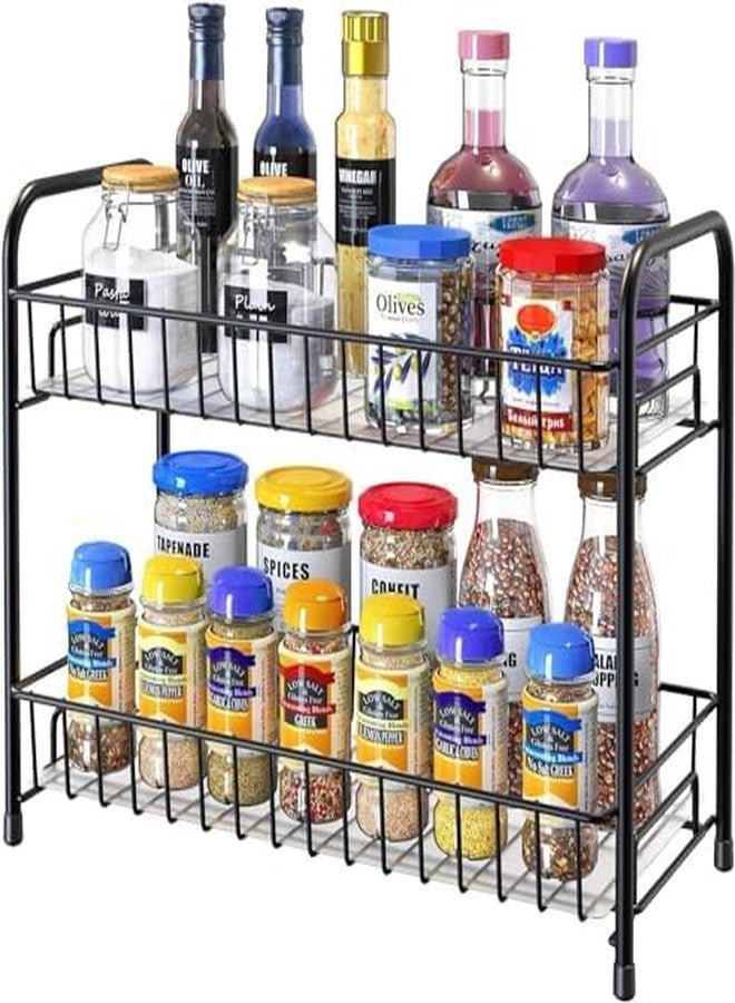 GLOCY Steel 2-Tier Multipurpose Kitchen Rack||Storage|| Bathroom Organize|| Kitchen Shelf|| Masala Dabba Containers|| Kitchen Countertop/Undercounter Rack|| Kitchen Rack, Pack of 1-Black - Image 4