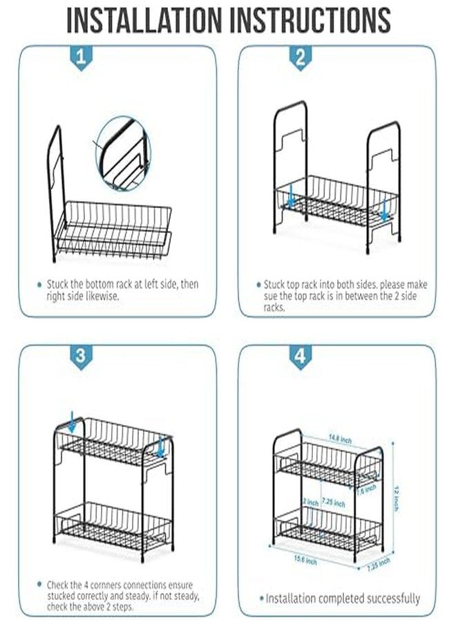 GLOCY Steel 2-Tier Multipurpose Kitchen Rack||Storage|| Bathroom Organize|| Kitchen Shelf|| Masala Dabba Containers|| Kitchen Countertop/Undercounter Rack|| Kitchen Rack, Pack of 1-Black - Image 3