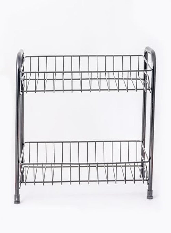 GLOCY Steel 2-Tier Multipurpose Kitchen Rack||Storage|| Bathroom Organize|| Kitchen Shelf|| Masala Dabba Containers|| Kitchen Countertop/Undercounter Rack|| Kitchen Rack, Pack of 1-Black - Image 2