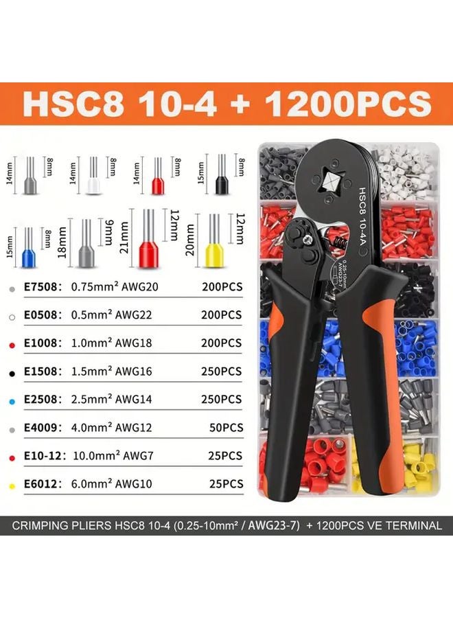THSC8 10 4 HC Ferrule Crimping Tool Set With 1200PCS Terminals Wire Stripper Pliers - Image 1