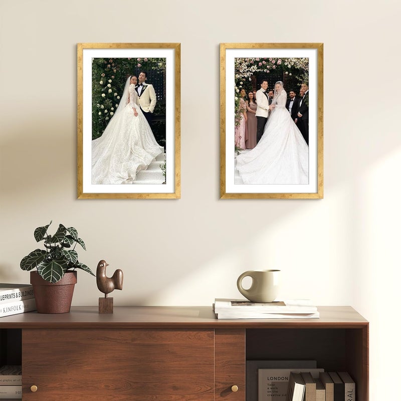 upsimples 11x17 Picture Frame, Display Pictures 9x15 with Mat or 11 x 17 Without, Wall Hanging Poster Frames, Bronze, 1 Pack - Image 2
