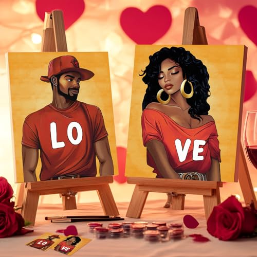 Nuberlic 2 Pack Pre Drawn Canvas Paint Kits for Adults Couple Sip and Paint Date Night Game Party Flavor Painting Supplies - Image 4