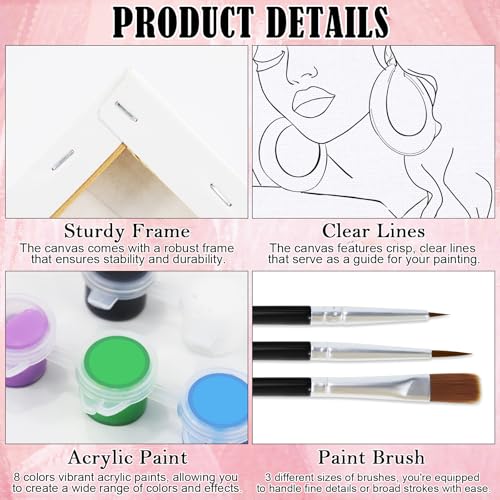 Nuberlic 2 Pack Pre Drawn Canvas Paint Kits for Adults Couple Sip and Paint Date Night Game Party Flavor Painting Supplies - Image 5
