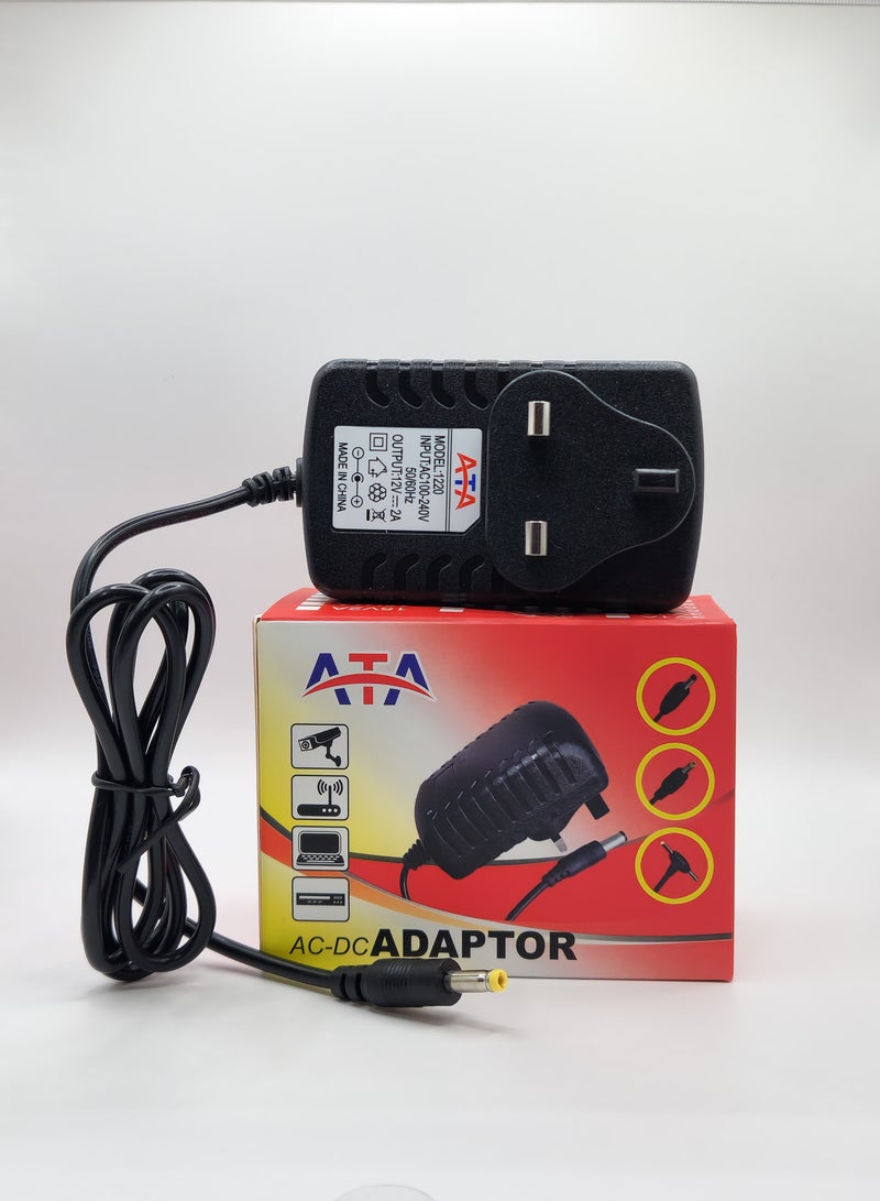 ATA 12V 2A POWER ADAPTER AC100-240V (4MM PIN) - Image 1