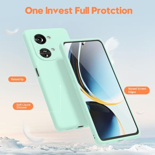 DIZORO Microfiber Candy Case Compatible for Oneplus Nord 3 5G Smooth Touch Cushion Liquid Soft Silicone Gel Rubber Phone Cases Non-Slip Full Body Protective Shockproof Back Cover (Mint) - Image 2