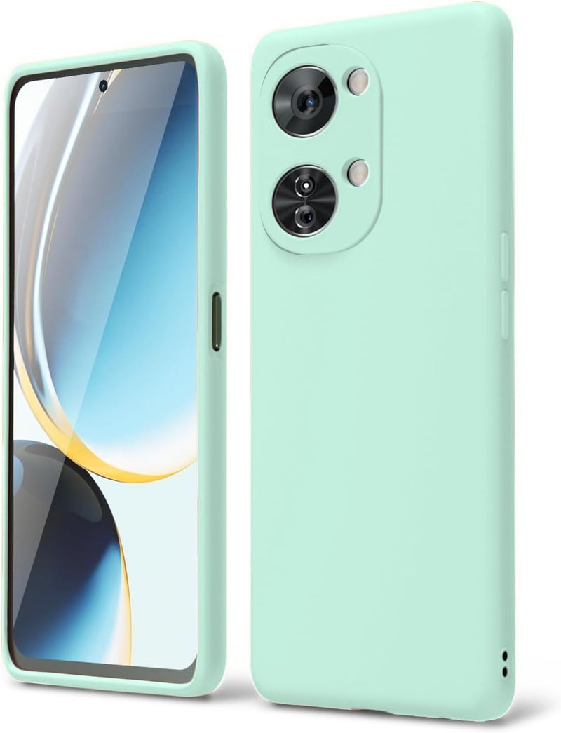 DIZORO Microfiber Candy Case Compatible for Oneplus Nord 3 5G Smooth Touch Cushion Liquid Soft Silicone Gel Rubber Phone Cases Non-Slip Full Body Protective Shockproof Back Cover (Mint) - Image 1