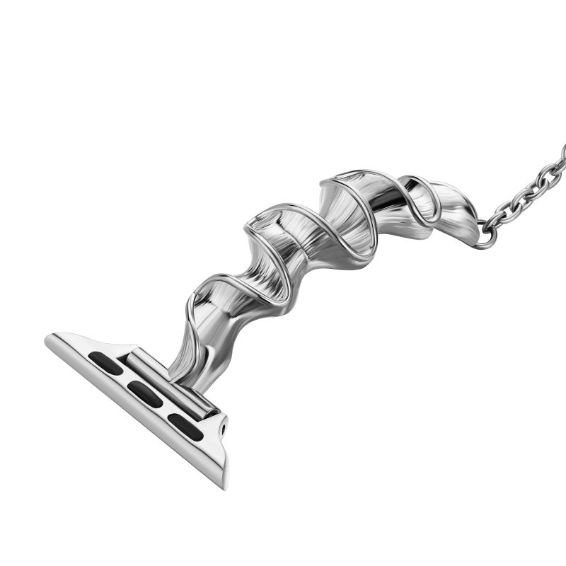 إيروريكس سوار ساعة ريبون ويف معدني لساعة أبل الترا 49 مم (فضي) - Image 3