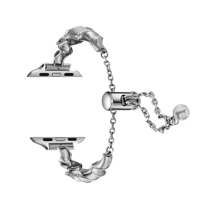 إيروريكس سوار ساعة ريبون ويف معدني لساعة أبل الترا 49 مم (فضي) - Image 2