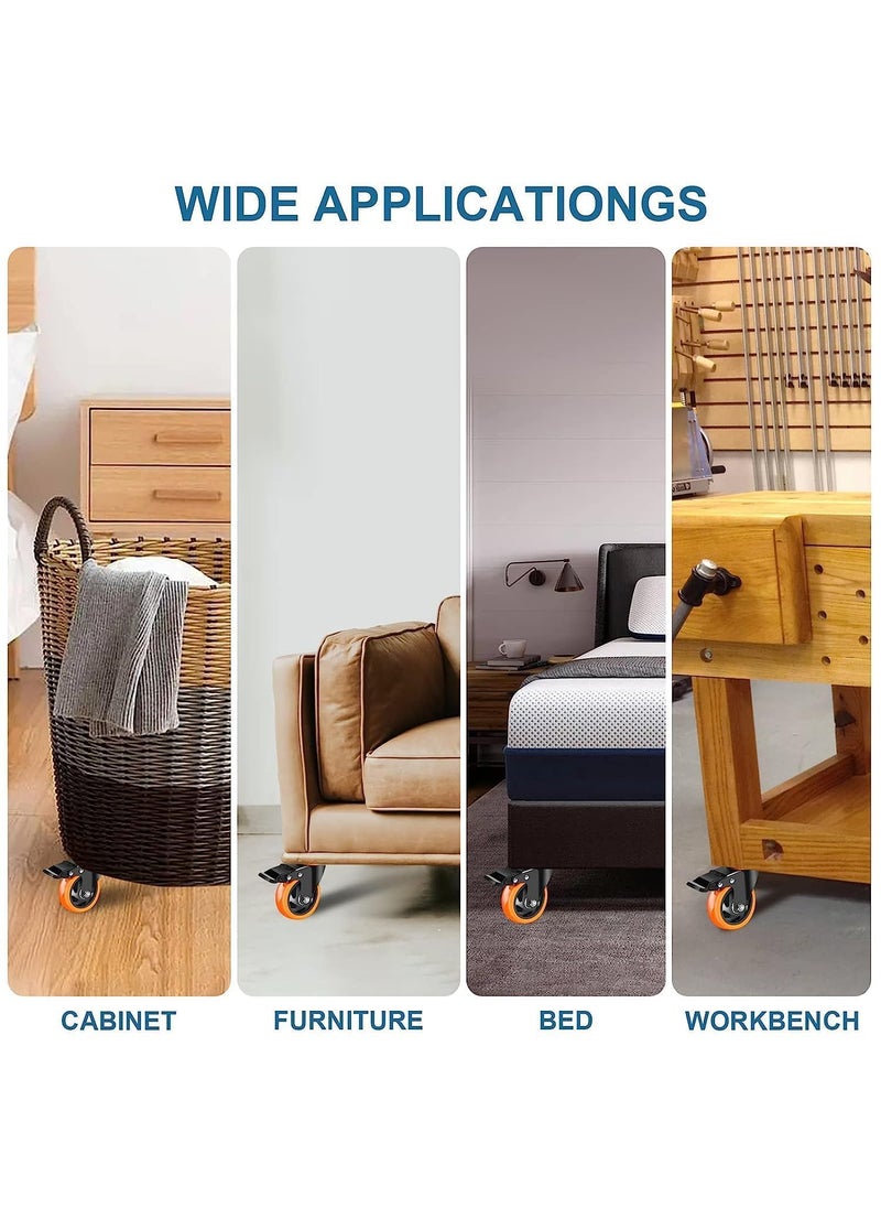 THOISEWELT THOISEWELT Industrial Heavy Duty Caster Wheel For Furniture Sofa Bed Moving 2 Brack 2 360Degree Swivel Plate Polyurethane Furniture Airport Trolly Mall Trolly Cart Full Set 50mm  - Image 2