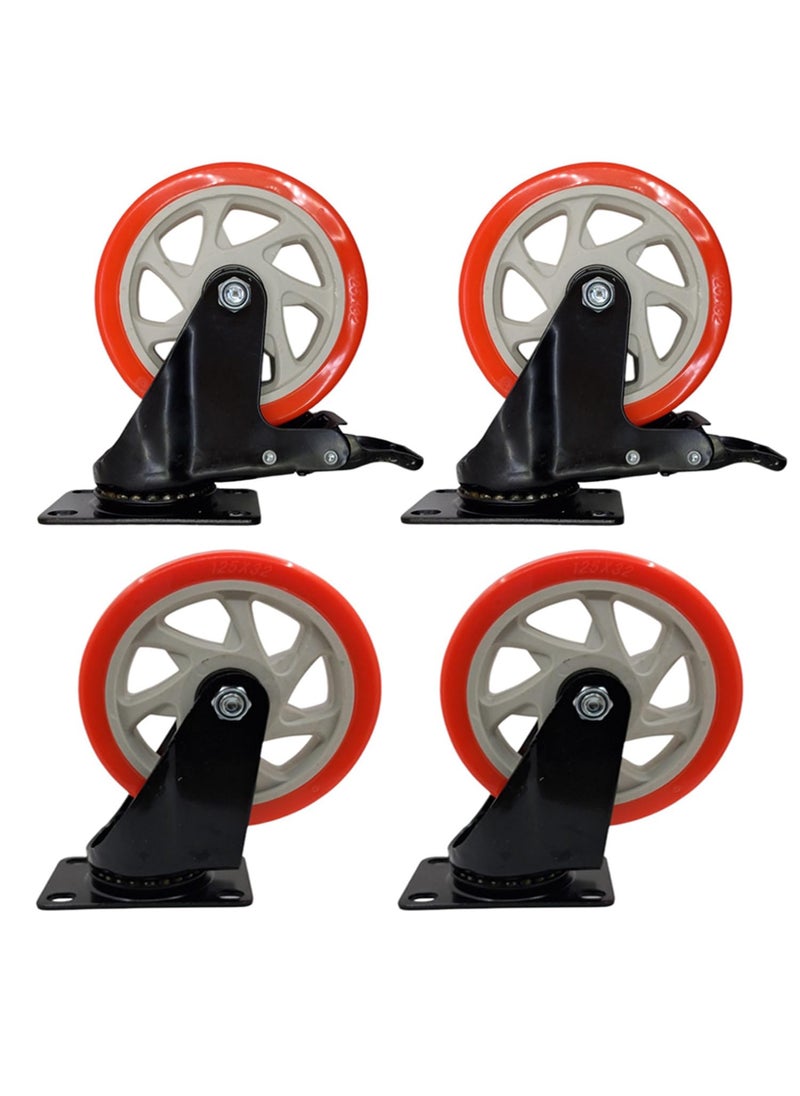 THOISEWELT THOISEWELT Industrial Heavy Duty Caster Wheel For Furniture Sofa Bed Moving 2 Brack 2 360Degree Swivel Plate Polyurethane Furniture Airport Trolly Mall Trolly Cart Full Set 50mm  - Image 1