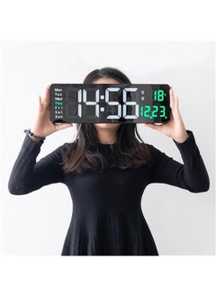 بيوينتي ساعة حائط رقمية بشاشة LED كبيرة 16 انش مع جهاز تحكم عن بعد، ساعة متعددة الوظائف مع التاريخ والاسبوع ودرجة الحرارة، ساعة حائط لديكور غرفة المعيشة، أكريليك، أسود، من جودتي  - Image 2