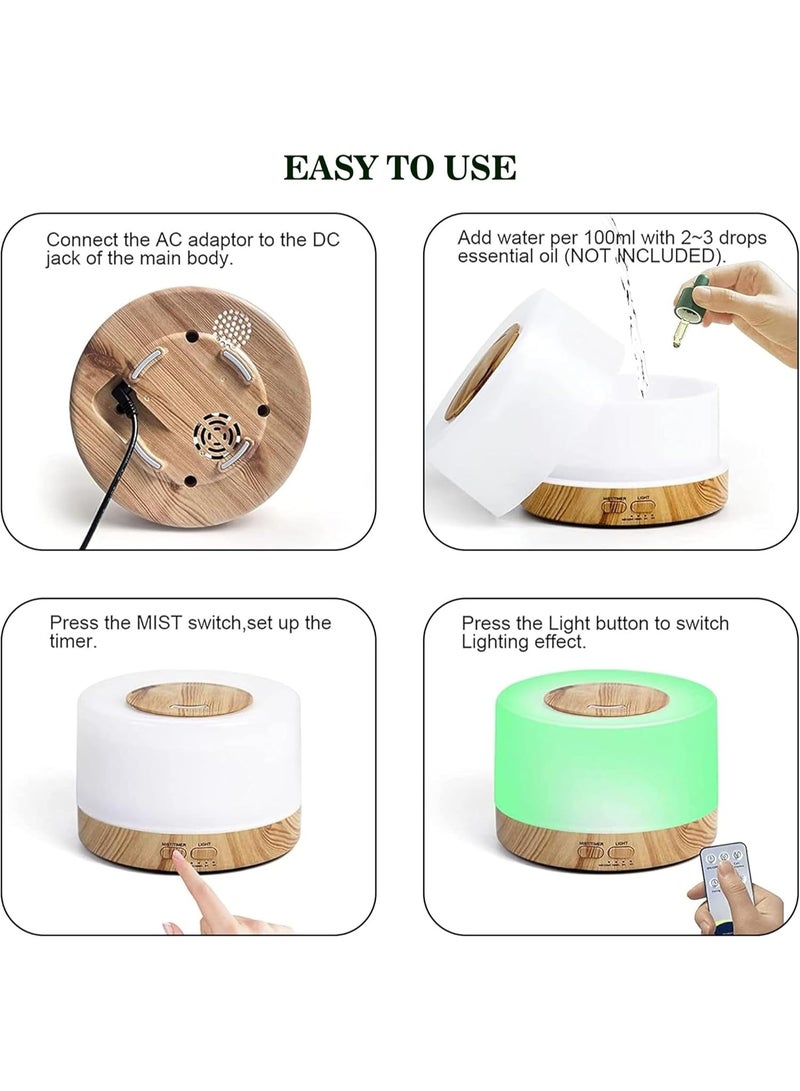 sulfar Essential Oil Aroma Diffuser 700ml, Upgraded Aromatherapy Diffuser with 4 Timer and 7 Color Lights, Cool Mist Humidifier with Auto Shut-off Function, Diffuser for Home Bedroom Office - Image 3