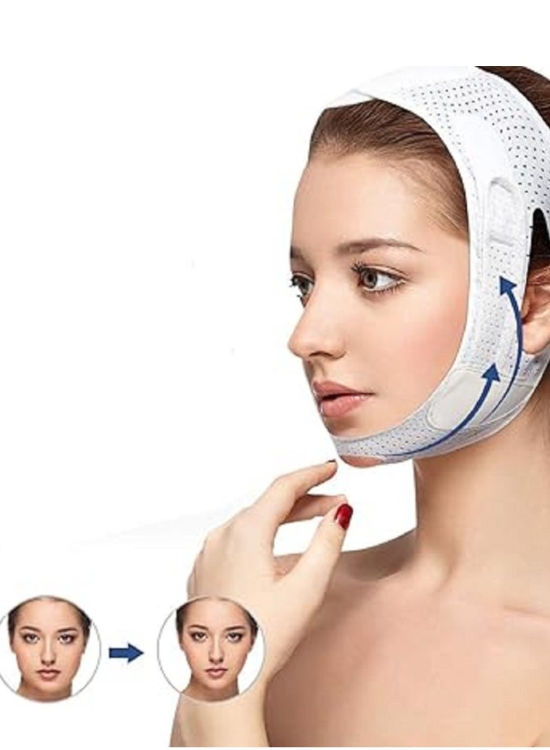 إسكدنيا حزام شد الوجه للتخسيس وتشكيل الوجه على شكل حرف V مع شريط للقناع ناعم ومسامي ضمادة لتقليل الذقن المزدوجة - Image 1