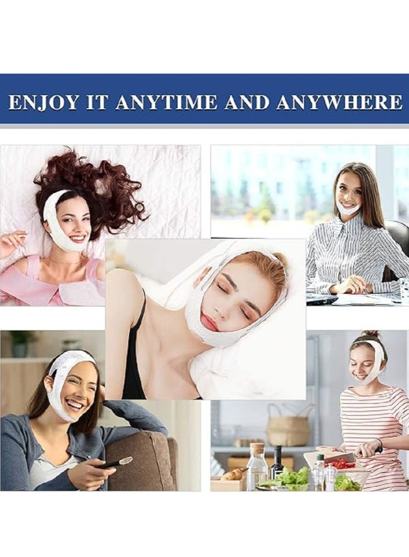 إسكدنيا حزام شد الوجه للتخسيس وتشكيل الوجه على شكل حرف V مع شريط للقناع ناعم ومسامي ضمادة لتقليل الذقن المزدوجة - Image 3