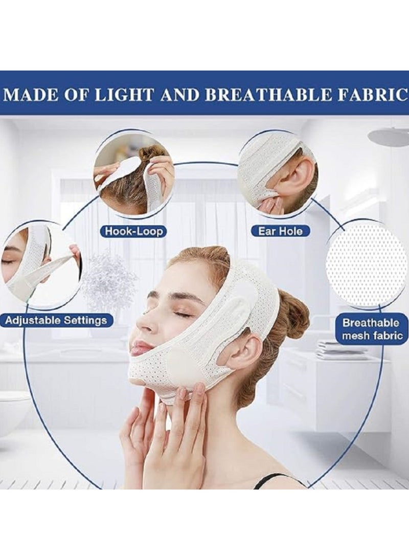 إسكدنيا حزام شد الوجه للتخسيس وتشكيل الوجه على شكل حرف V مع شريط للقناع ناعم ومسامي ضمادة لتقليل الذقن المزدوجة - Image 5
