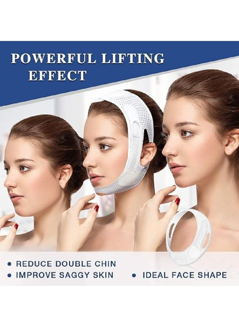 إسكدنيا حزام شد الوجه للتخسيس وتشكيل الوجه على شكل حرف V مع شريط للقناع ناعم ومسامي ضمادة لتقليل الذقن المزدوجة - Image 4