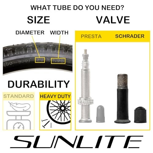 Sunlite Thorn Resistant Schrader Valve Tube, 20 x 1.50-1.95" / 32mm, Black - Image 2