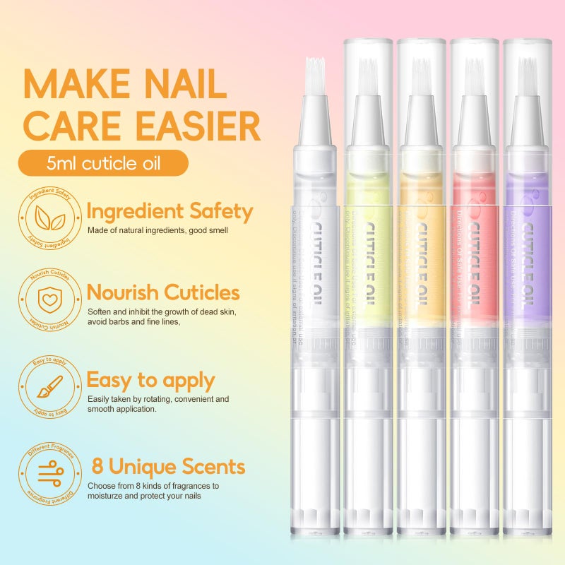 COSCELIA 8pcs Cuticle Oil Pen Bulk for Nails Polish Repair Pen Nail Nourishment Polish with Vitamins to Nourish and Moisturize Skin for Cuticle Nail Care - Image 3