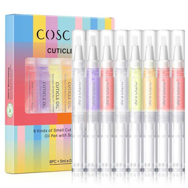 COSCELIA 8pcs Cuticle Oil Pen Bulk for Nails Polish Repair Pen Nail Nourishment Polish with Vitamins to Nourish and Moisturize Skin for Cuticle Nail Care - Image 1
