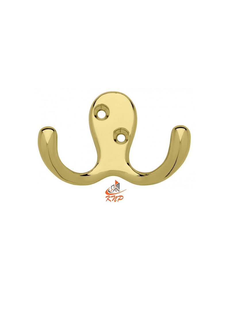 KNP Double Coat Hook - Brass - Image 1